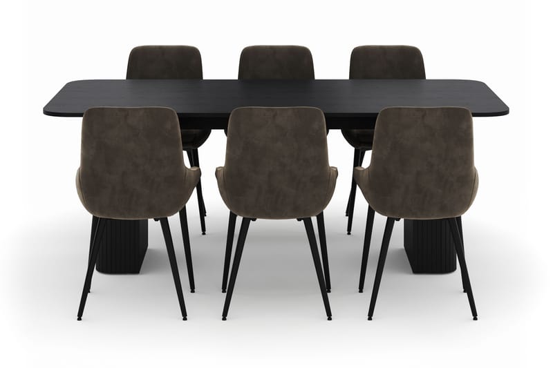 Kopparbo Matgrupp 200-206cm med 6 Alsarp Matstolar - Svart - Möbler - Matplats - Matgrupp & matbord med stolar