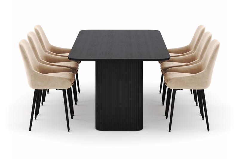 Kopparbo Matgrupp 200-206cm med 6 Alsarp Matstolar - Svart - Möbler - Matplats - Matgrupp & matbord med stolar