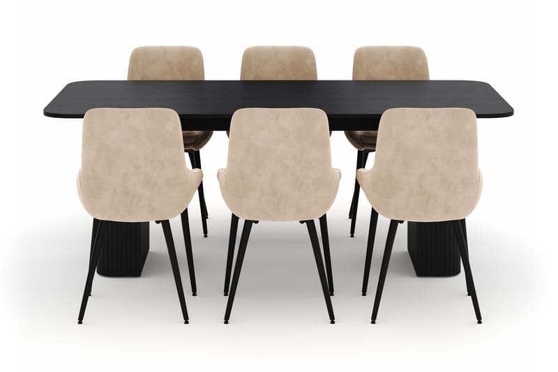 Kopparbo Matgrupp 200-206cm med 6 Alsarp Matstolar - Svart - Möbler - Matplats - Matgrupp & matbord med stolar