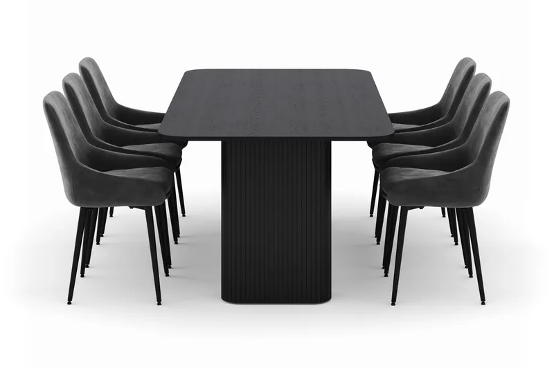 Kopparbo Matgrupp 200-206cm med 6 Alsarp Matstolar - Svart - Möbler - Matplats - Matgrupp & matbord med stolar