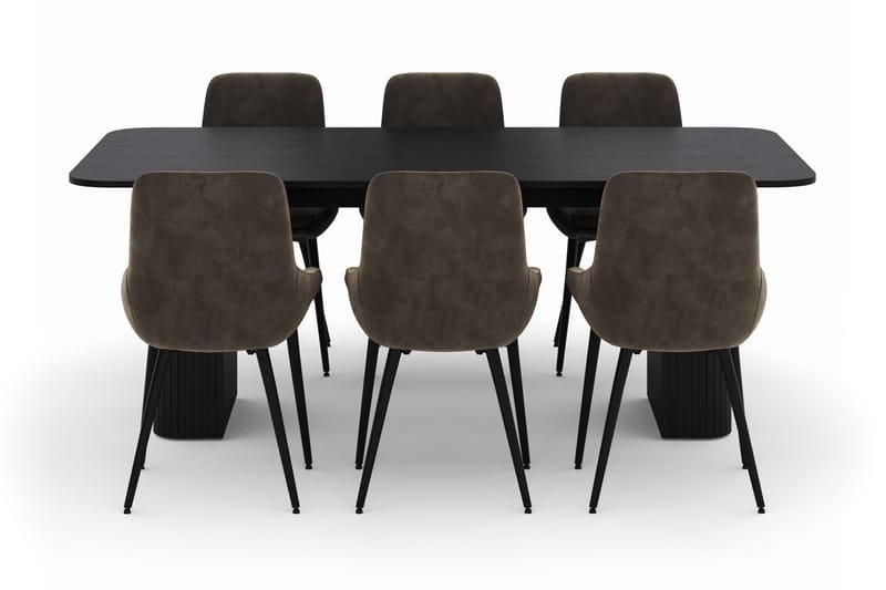 Kopparbo Matgrupp 200-206cm med 6 Alsarp Matstolar - Svart - Möbler - Matplats - Matgrupp & matbord med stolar