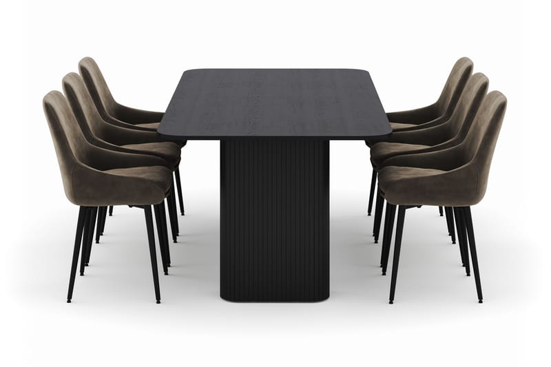 Kopparbo Matgrupp 200-206cm med 6 Alsarp Matstolar - Svart - Möbler - Matplats - Matgrupp & matbord med stolar