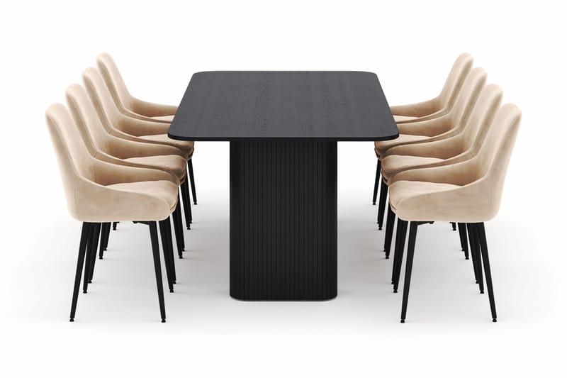 Kopparbo Matgrupp 200-206cm med 8 Alsarp Matstolar - Svart - Möbler - Matplats - Matgrupp & matbord med stolar