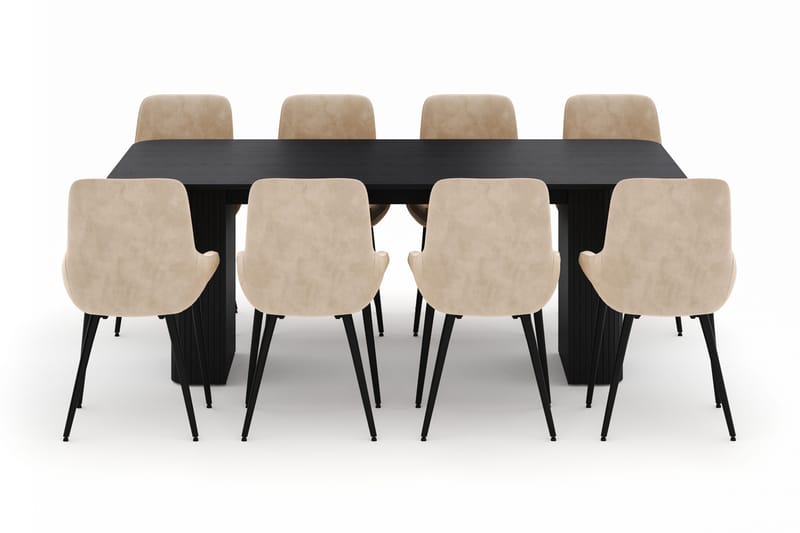 Kopparbo Matgrupp 200-206cm med 8 Alsarp Matstolar - Svart - Möbler - Matplats - Matgrupp & matbord med stolar