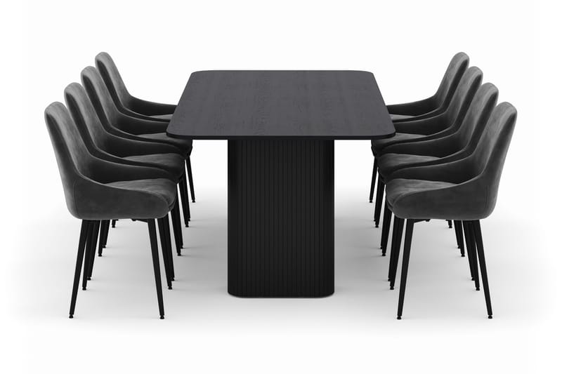 Kopparbo Matgrupp 200-206cm med 8 Alsarp Matstolar - Svart - Möbler - Matplats - Matgrupp & matbord med stolar