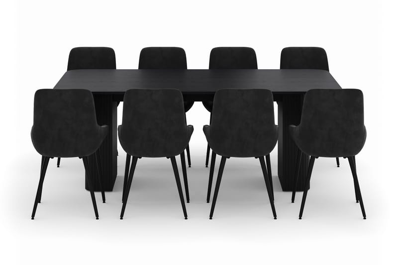 Kopparbo Matgrupp 200-206cm med 8 Alsarp Matstolar - Svart - Möbler - Matplats - Matgrupp & matbord med stolar