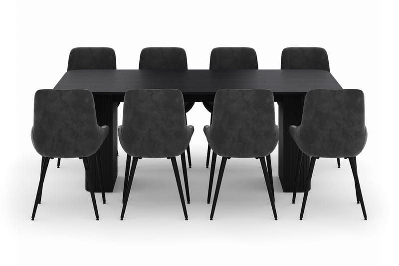 Kopparbo Matgrupp 200-206cm med 8 Alsarp Matstolar - Svart - Möbler - Matplats - Matgrupp & matbord med stolar