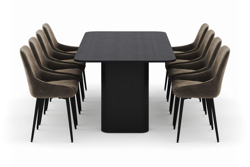 Kopparbo Matgrupp 200-206cm med 8 Alsarp Matstolar - Svart - Möbler - Matplats - Matgrupp & matbord med stolar