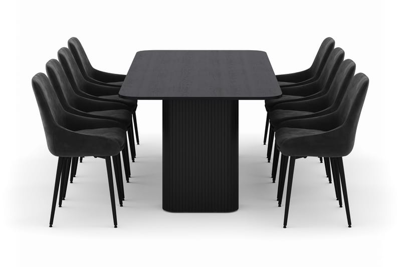 Kopparbo Matgrupp 200-206cm med 8 Alsarp Matstolar - Svart - Möbler - Matplats - Matgrupp & matbord med stolar