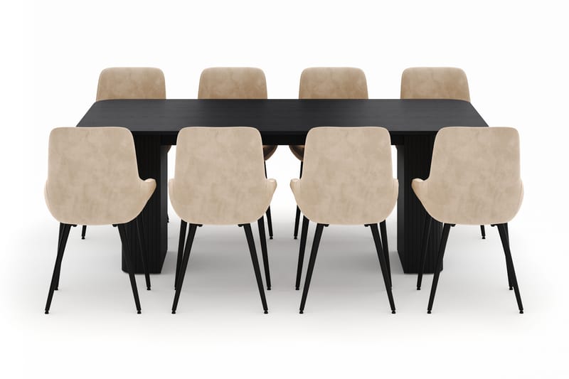 Kopparbo Matgrupp 200-206cm med 8 Alsarp Matstolar - Svart - Möbler - Matplats - Matgrupp & matbord med stolar