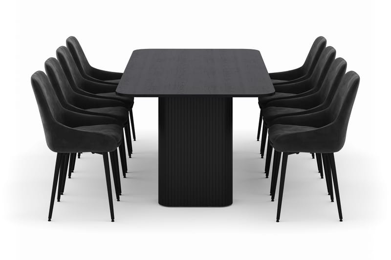 Kopparbo Matgrupp 200-206cm med 8 Alsarp Matstolar - Svart - Möbler - Matplats - Matgrupp & matbord med stolar