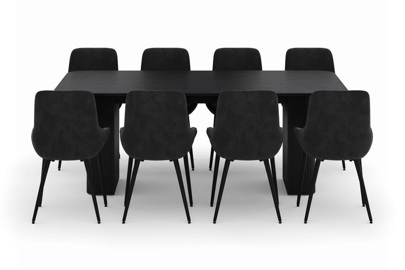 Kopparbo Matgrupp 200-206cm med 8 Alsarp Matstolar - Svart - Möbler - Matplats - Matgrupp & matbord med stolar