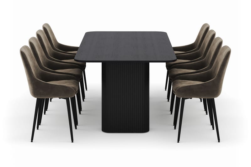 Kopparbo Matgrupp 200-206cm med 8 Alsarp Matstolar - Svart - Möbler - Matplats - Matgrupp & matbord med stolar