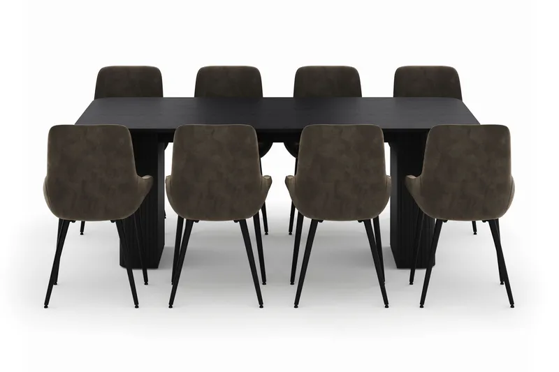 Kopparbo Matgrupp 200-206cm med 8 Alsarp Matstolar - Svart - Möbler - Matplats - Matgrupp & matbord med stolar