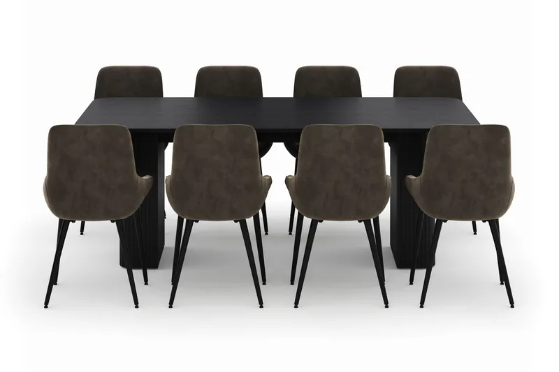 Kopparbo Matgrupp 200-206cm med 8 Alsarp Matstolar - Svart - Möbler - Matplats - Matgrupp & matbord med stolar