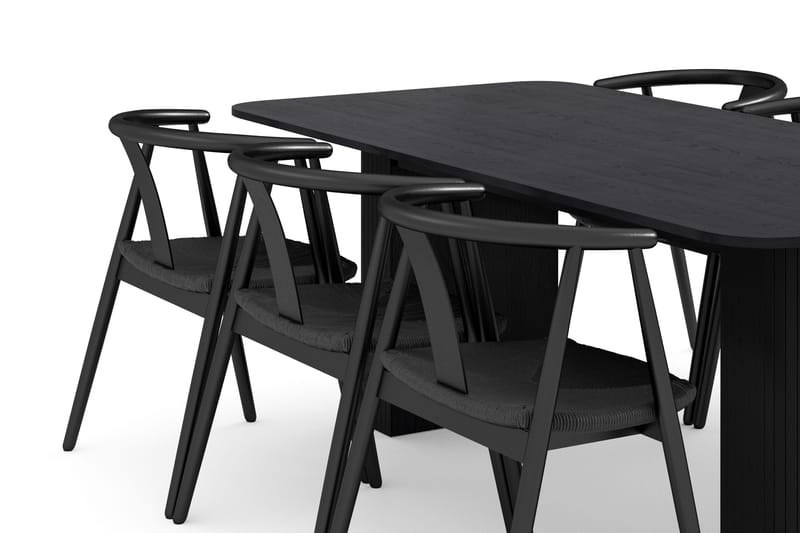 Kopparbo Matgrupp 200-260 cm Förlängningsbart med 6 Cytie Karmstolar - Svart - Möbler - Matplats - Matgrupp & matbord med stolar