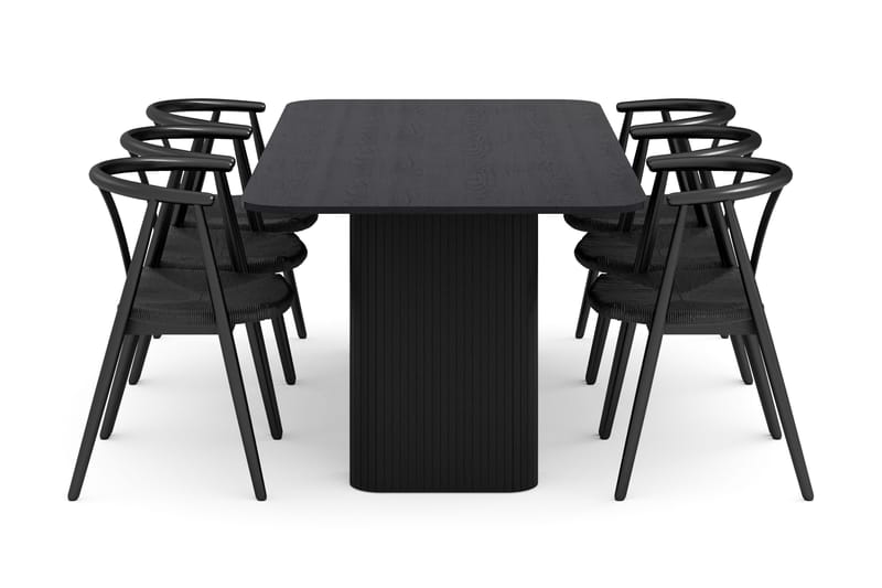 Kopparbo Matgrupp 200-260 cm Förlängningsbart med 6 Cytie Karmstolar - Svart - Möbler - Matplats - Matgrupp & matbord med stolar