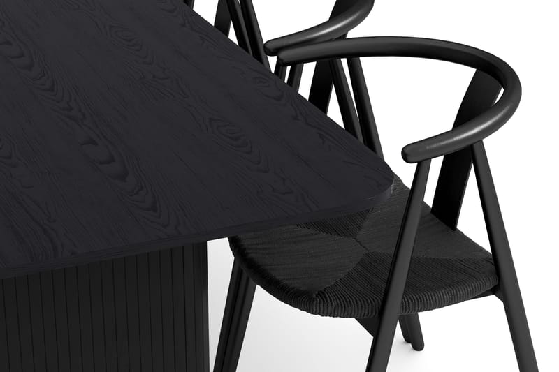 Kopparbo Matgrupp 200-260 cm Förlängningsbart med 6 Cytie Karmstolar - Svart - Möbler - Matplats - Matgrupp & matbord med stolar