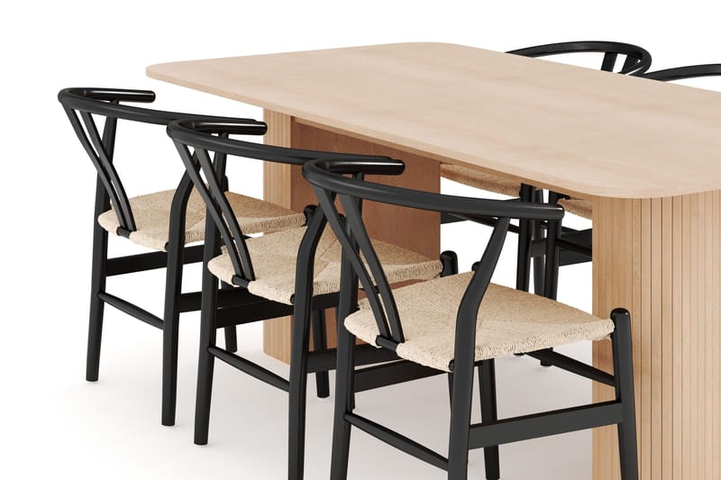 Kopparbo Matgrupp 200-260 cm Förlängningsbart med 6 Dastoori Matstolar - Whitewash - Möbler - Matplats - Matgrupp & matbord med stolar