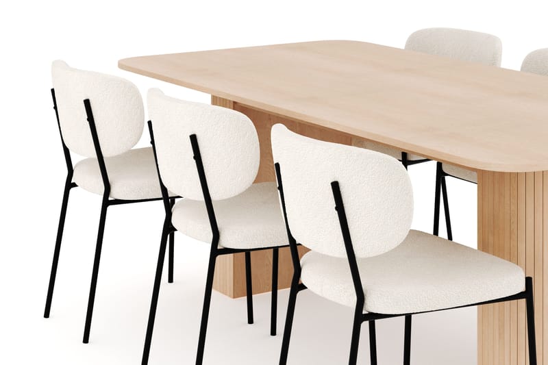 Kopparbo Matgrupp 200-260 cm Förlängningsbart med 6 Gemmiano Matstolar - Whitewash - Möbler - Matplats - Matgrupp & matbord med stolar