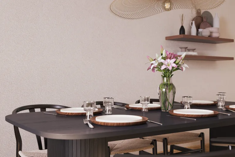 Kopparbo Matgrupp 200 cm med 6 Dastoori Matstol - 2220067-6,2223287-1 - Svart - Möbler - Matplats - Matgrupp & matbord med stolar