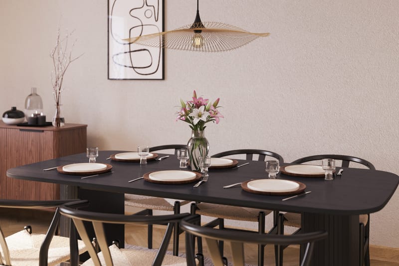 Kopparbo Matgrupp 200 cm med 6 Dastoori Matstol - 2220067-6,2229284-1 - Svart - Möbler - Matplats - Matgrupp & matbord med stolar