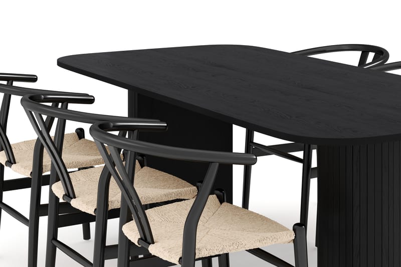 Kopparbo Matgrupp 200 cm med 6 Dastoori Matstol - 2220067-6,2229284-1 - Svart - Möbler - Matplats - Matgrupp & matbord med stolar