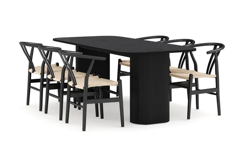 Kopparbo Matgrupp 200 cm med 6 Dastoori Matstol