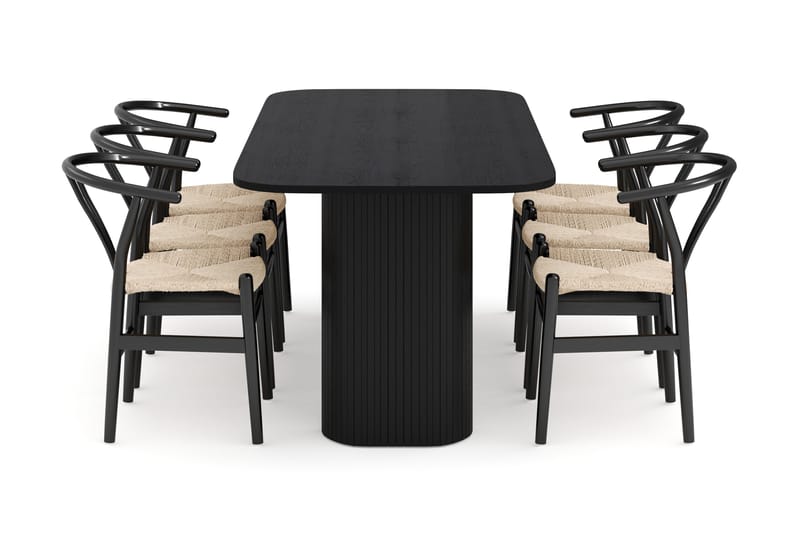 Kopparbo Matgrupp 200 cm med 6 Dastoori Matstolar - Svart - Möbler - Matplats - Matgrupp & matbord med stolar