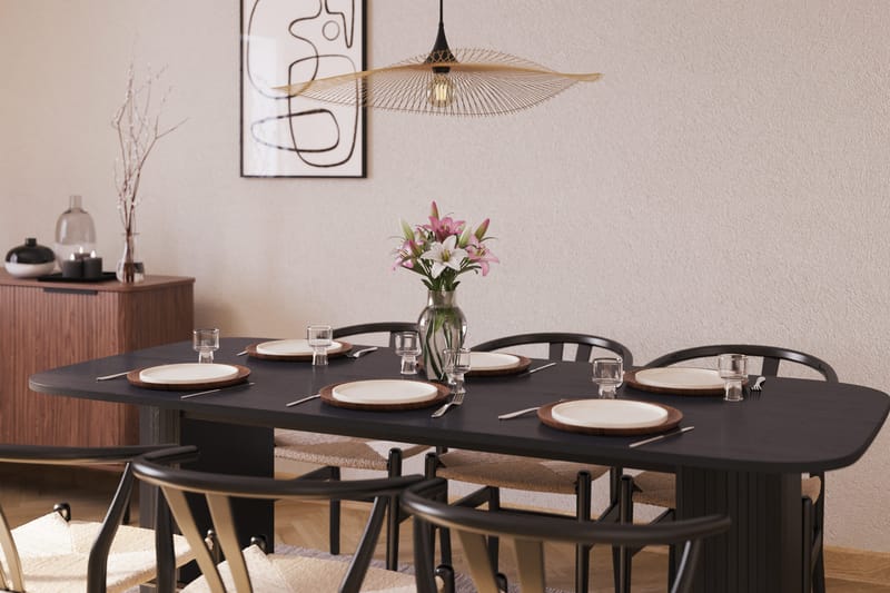 Kopparbo Matgrupp 200 cm med 6 Dastoori Matstolar - Svart - Möbler - Matplats - Matgrupp & matbord med stolar