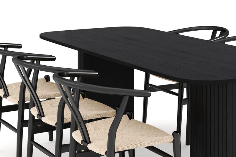 Kopparbo Matgrupp 200 cm med 6 Dastoori Matstolar - Svart - Möbler - Matplats - Matgrupp & matbord med stolar