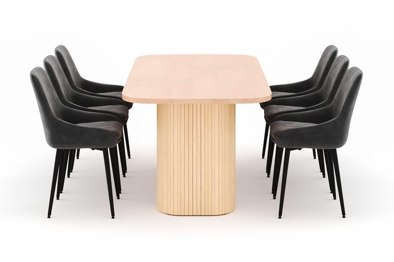 Kopparbo Matgrupp 200x90cm med 6 Alsarp Matstolar - Natural - Möbler - Matplats - Matgrupp & matbord med stolar