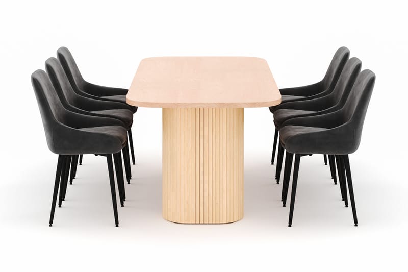 Kopparbo Matgrupp 200x90cm med 6 Alsarp Matstolar - Natural - Möbler - Matplats - Matgrupp & matbord med stolar