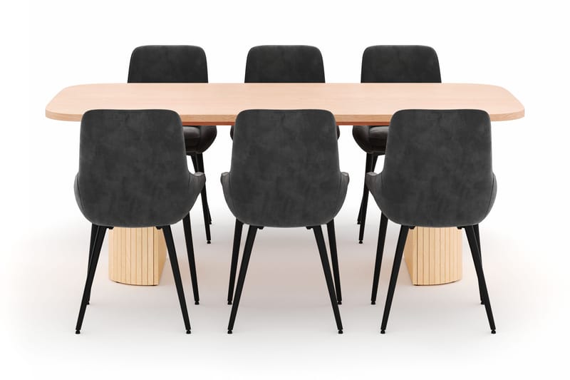 Kopparbo Matgrupp 200x90cm med 6 Alsarp Matstolar - Natural - Möbler - Matplats - Matgrupp & matbord med stolar