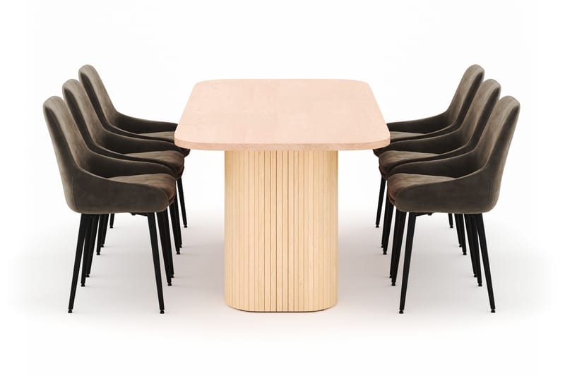 Kopparbo Matgrupp 200x90cm med 6 Alsarp Matstolar - Natural - Möbler - Matplats - Matgrupp & matbord med stolar