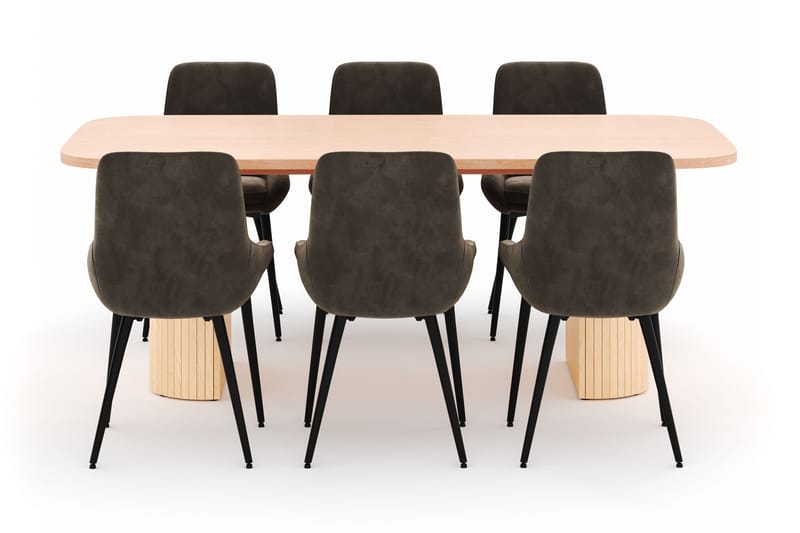 Kopparbo Matgrupp 200x90cm med 6 Alsarp Matstolar - Natural - Möbler - Matplats - Matgrupp & matbord med stolar