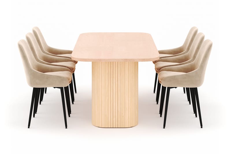 Kopparbo Matgrupp 200x90cm med 6 Alsarp Matstolar - Natural - Möbler - Matplats - Matgrupp & matbord med stolar