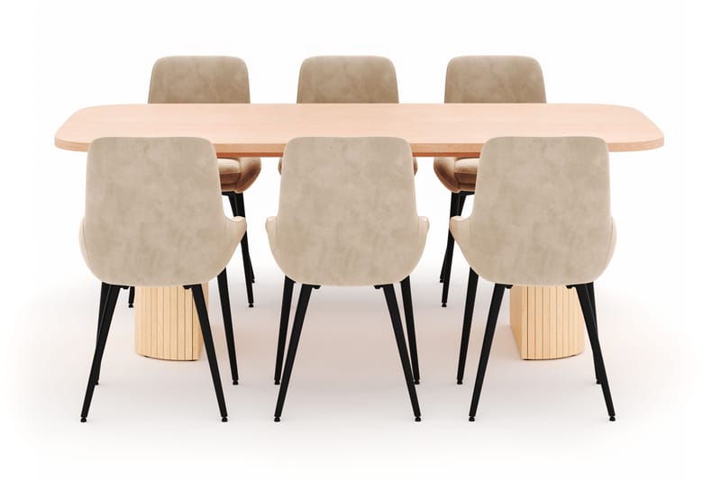 Kopparbo Matgrupp 200x90cm med 6 Alsarp Matstolar - Natural - Möbler - Matplats - Matgrupp & matbord med stolar