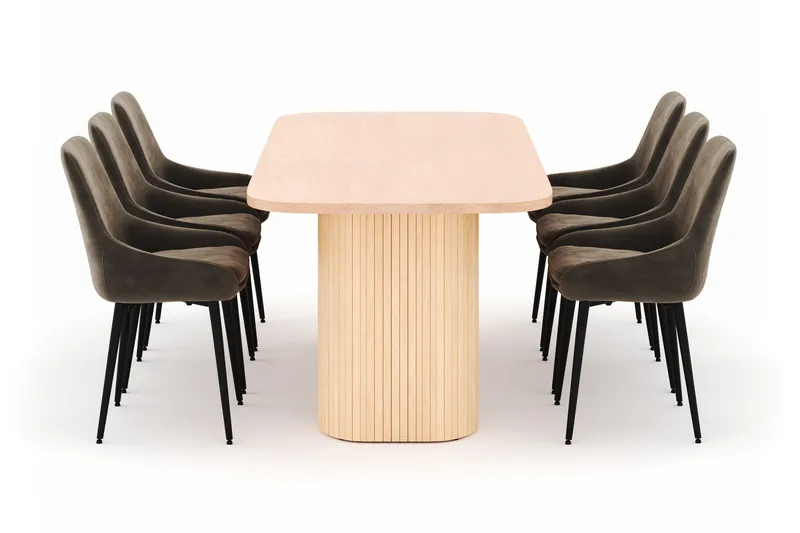 Kopparbo Matgrupp 200x90cm med 6 Alsarp Matstolar - Natural - Möbler - Matplats - Matgrupp & matbord med stolar