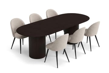 Kopparbo Matgrupp 220 cm oval med 6 Nibe Plus Mastolar - Rökt ek - Möbler - Matplats - Matgrupp & matbord med stolar