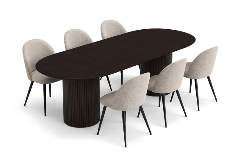 Kopparbo Matgrupp 220 cm oval med 6 Nibe Plus Mastolar - Rökt ek - Möbler - Matplats - Matgrupp & matbord med stolar