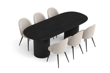 Kopparbo Matgrupp 220 cm oval med 6 Nibe Plus Mastolar - Svartlaserad ek - Möbler - Matplats - Matgrupp & matbord med stolar