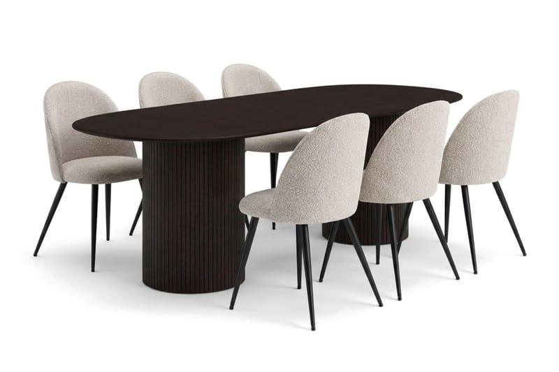 Kopparbo Matgrupp 220 cm oval med 6 Nibe Plus Mastolar, Rökt ek
