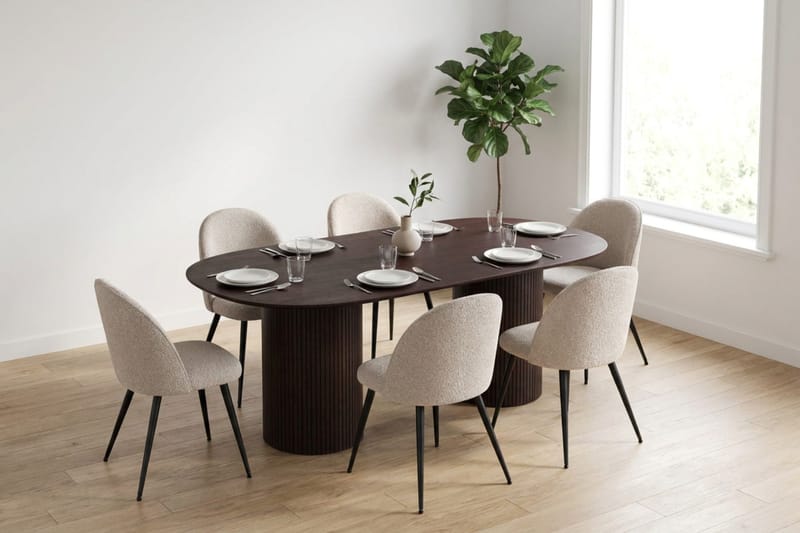 Kopparbo Matgrupp 220 cm oval med 6 Nibe Plus Mastolar - Rökt ek - Möbler - Matplats - Matgrupp & matbord med stolar