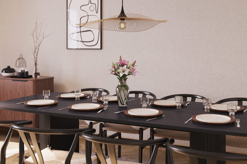 Kopparbo Matgrupp 240 cm med 8 Dastoori Matstol - 2220067-8,2229313-1 - Svart - Möbler - Matplats - Matgrupp & matbord med stolar