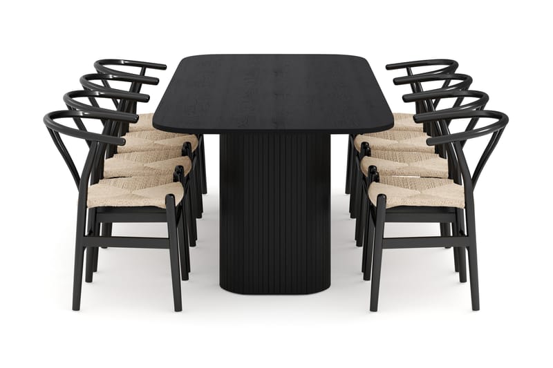 Kopparbo Matgrupp 240 cm med 8 Dastoori Matstolar - Svart - Möbler - Matplats - Matgrupp & matbord med stolar