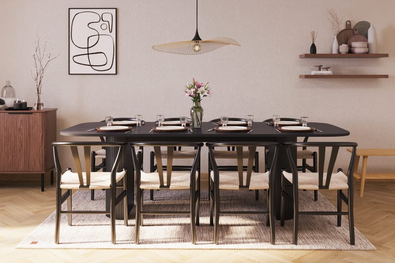 Kopparbo Matgrupp 240 cm med 8 Dastoori Matstolar - Svart - Möbler - Matplats - Matgrupp & matbord med stolar