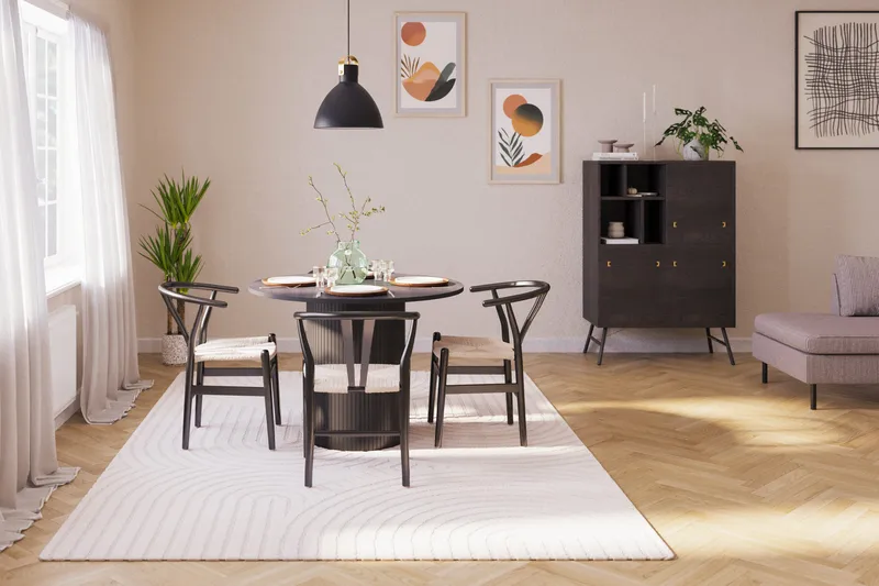 Kopparbo Matgrupp förlängningsbart 106-156 cm Rund med 4 Dastoori Matstol - 2220067-4,2229314-1 - Svart - Möbler - Matplats - Matgrupp & matbord med stolar