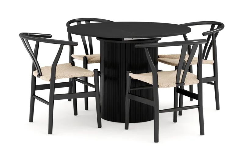 Kopparbo Matgrupp förlängningsbart 106-156 cm Rund med 4 Dastoori Matstol