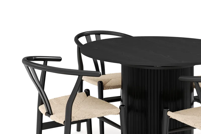 Kopparbo Matgrupp förlängningsbart 106-156 cm Rund med 4 Dastoori Matstol - Möbler - Matplats - Matgrupp & matbord med stolar